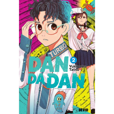 Capa colorida de banda desenhada com jovens em estilo anime, texto TURBO DAN DADAN 2 e logotipo DE VIR.