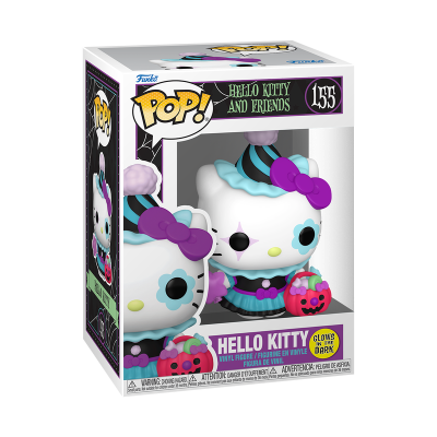 Figura vinil Hello Kitty festa fantasia preto azul roxo com abóbora cor-de-rosa em caixa POP!