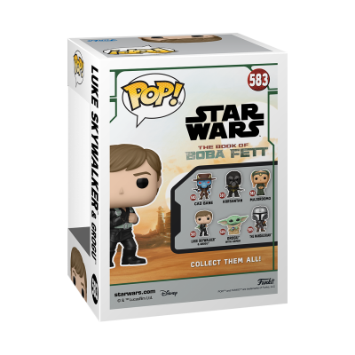 Caixa POP! Star Wars The Book of Boba Fett 583 com Luke Skywalker e Grogu