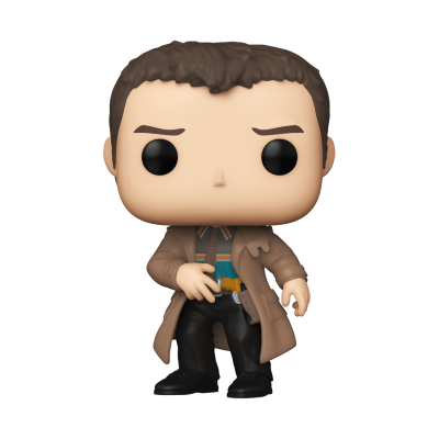 Figura Funko Pop de personagem masculino com casaco castanho e calças pretas