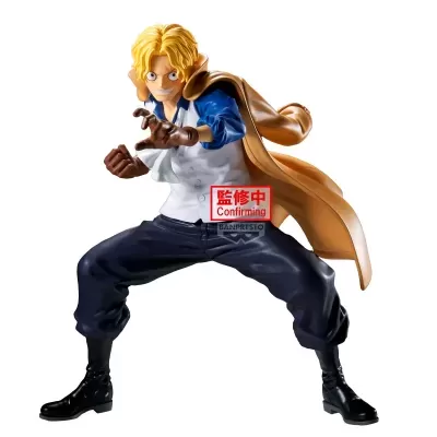 Figura de ação de personagem com capa castanha e pose de luta