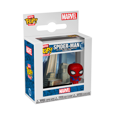 Figura colecionável Marvel Spider-Man da Bitty Pop! Deluxe na caixa