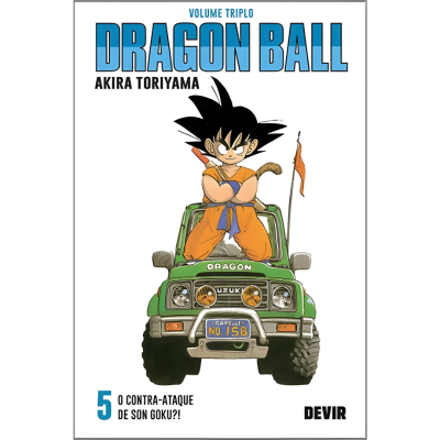Capa do manga Dragon Ball com Son Goku em cima de carro verde Suzuki