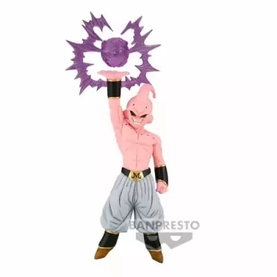 Figura de ação do personagem Buu da série Dragon Ball com esfera roxa de energia
