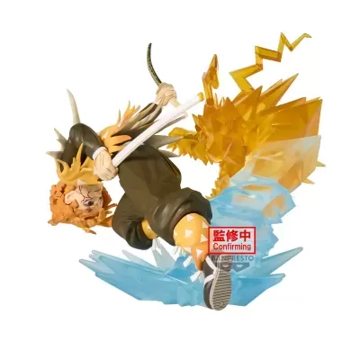Figura de ação Banpresto com personagem com katana e efeitos translúcidos azuis e amarelos