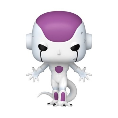 Boneco Funko Pop do personagem Freeza de Dragon Ball com corpo branco e detalhes roxos.