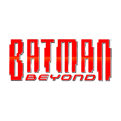 Logótipo do jogo BATMAN BEYOND em letras vermelhas e fundo branco
