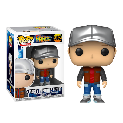 Figura Funko Pop de Marty com traje futurista e embalagem