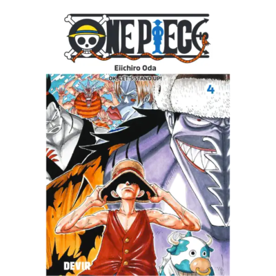 Capa colorida do manga One Piece Volume 4 com personagens e logo no topo