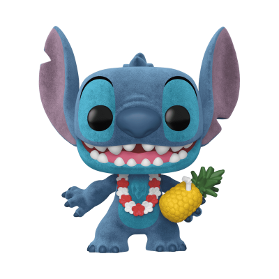 Figura de vinil do Stitch com colar de flores e abacaxi