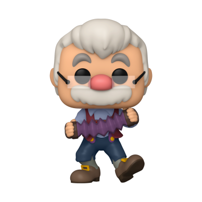 Figura Funko Pop com bigode segurando acordeão roxo