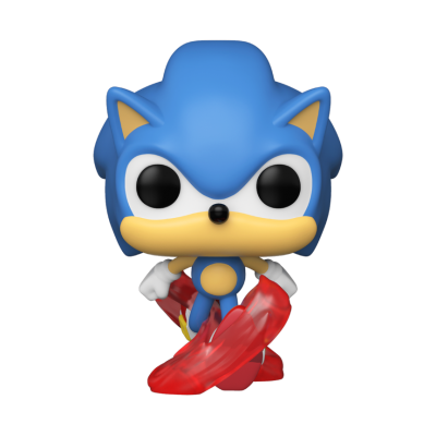 Figura colecionável do Sonic azul com base vermelha translúcida