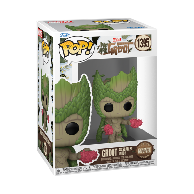 Figura Funko Pop! Groot como Scarlet Witch, Marvel, número 1395 na caixa