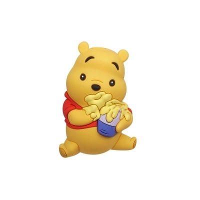 Figura de Ursinho Pooh segurando um balde de mel amarelo