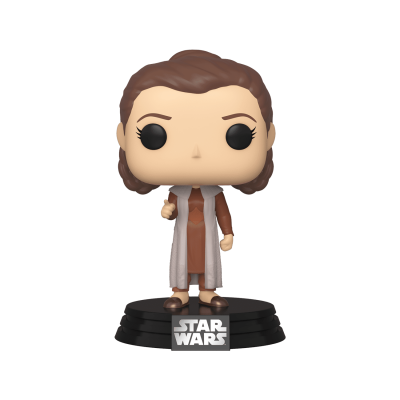 Figura Funko Pop de personagem Star Wars com base preta e logótipo