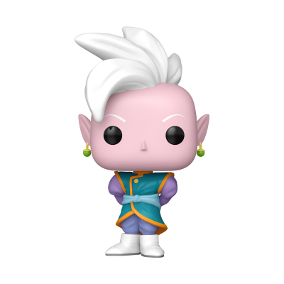 Figura Funko Pop com cabelo branco e roupa colorida