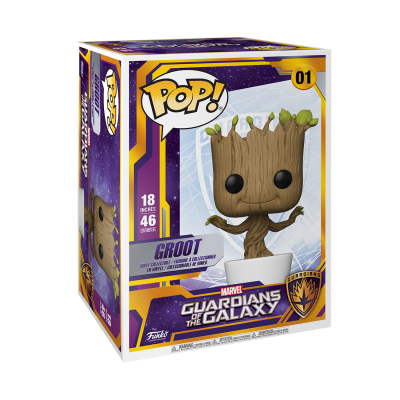 Caixa de Funko Pop! Groot Guardians of the Galaxy nº 01.