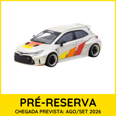 Modelo de carro tagarela branco com decalques coloridos e jantes pretas