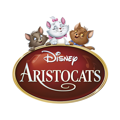 Logo Disney Aristocats com três gatos animados sorridentes por cima