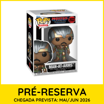 Funko Pop! Movies MAN-AT-ARMS Masters of the Universe 2022 em caixa com etiqueta de pré-reserva.