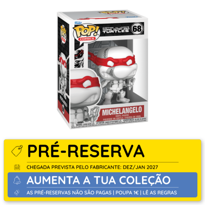 Figura Funko Pop! Michelangelo das Teenage Mutant Ninja Turtles com máscara vermelha em caixa