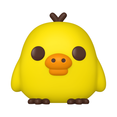 Figura de pássaro amarelo com bico laranja e olhos castanhos