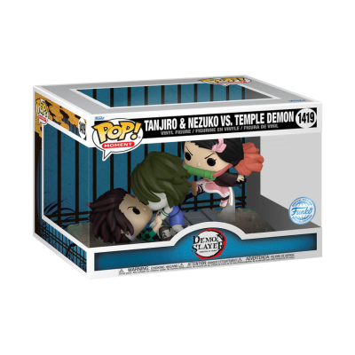 Figura Funko Pop Moment Tanjiro & Nezuko vs Demónio do Templo na embalagem