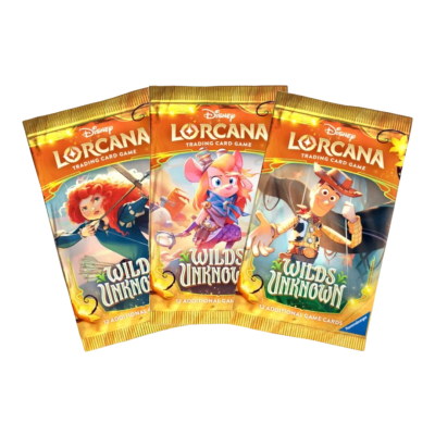 Pacotes de cartas colecionáveis Disney Lorcana Wilds Unknown com personagens