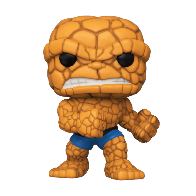 Figura Funko Pop The Thing com pele rochosa laranja e calções azuis