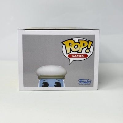 Caixa Funko Pop! Games com figura azul e chapéu branco