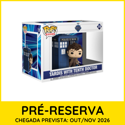 Figura POP! Rides TARDIS com Décimo Doutor em caixa branca com detalhes azuis