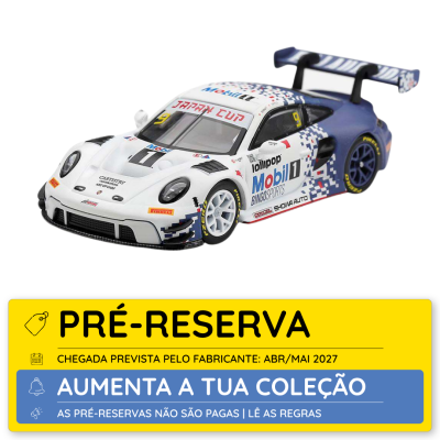Miniatura de carro de corrida branco e azul com logos e número 1