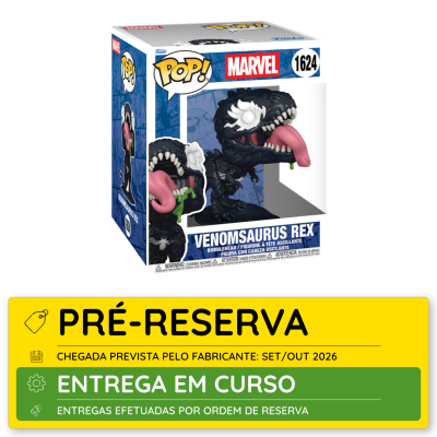 Boneco Funko Pop Venomsaurus Rex da Marvel na caixa
