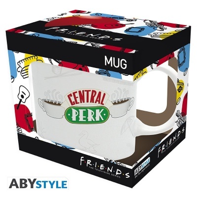Caneca branca Central Perk em caixa colorida temática Friends