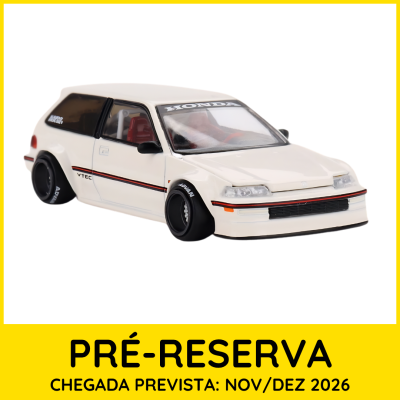 Miniatura de carro Honda branco com detalhes em preto e vermelho sobre fundo branco