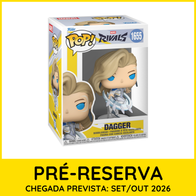 Funko Pop! Dagger número 1655 em caixa original com fundo amarelo anunciante pré-reserva para Set/Out 2026.
