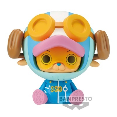 Figura de vinil de personagem com capacete azul e óculos amarelos