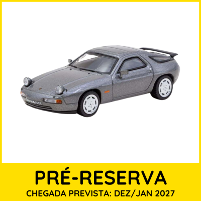 Modelo de carro desportivo cinzento metálico com faróis eleváveis e spoiler traseiro