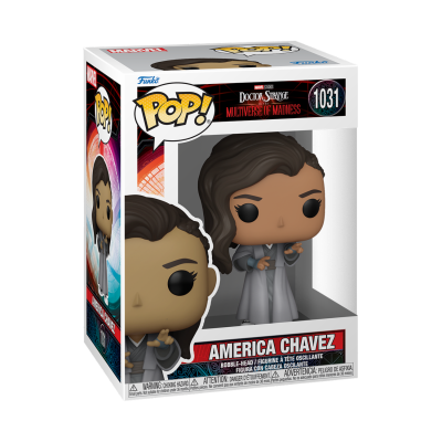 Funko Pop! America Chavez do filme Doctor Strange Multiverse of Madness, número 1031, na caixa