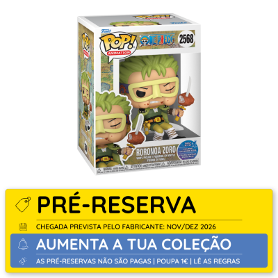 Funko Pop! Roronoa Zoro da anime One Piece em caixa