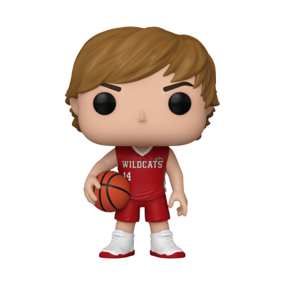 Figura Funko Pop de jogador de basquetebol com uniforme vermelho e bola na mão