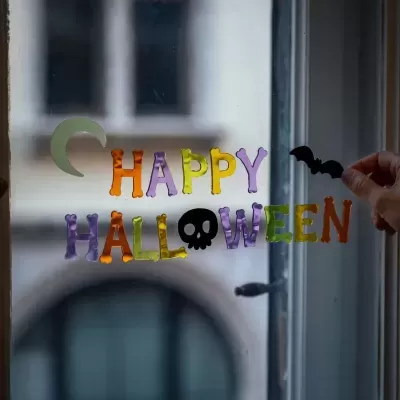 Autocolantes de silicone coloridos para decoração de janela com tema Halloween