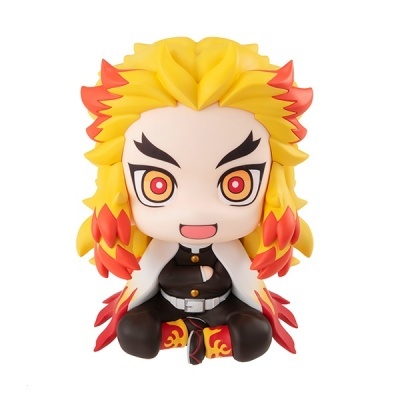 Figura chibi de vinil com cabelo amarelo e vermelho flamejante