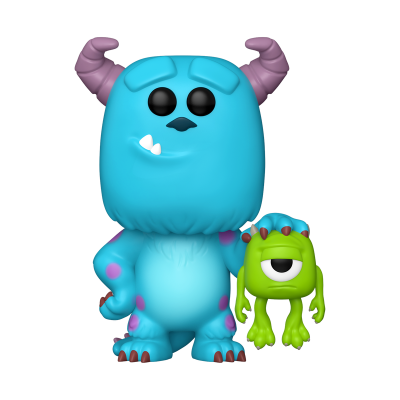 Figura de vinil de dois monstros, azul e verde, com chifres e um olho grande