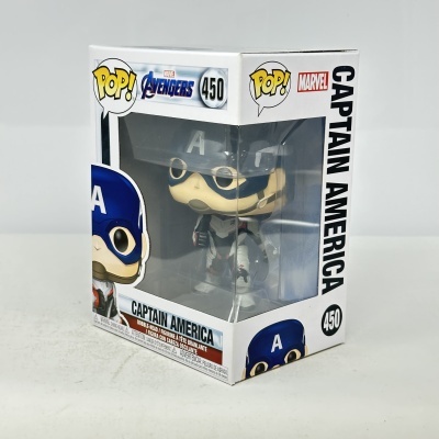 Figura Funko Pop! Capitão América Marvel número 450 em embalagem