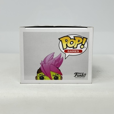 Caixa branca Funko Pop! Games com imagem de personagem caricatural