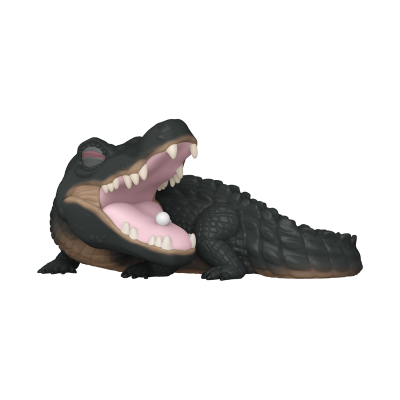 Figura decorativa de crocodilo preto com a boca aberta