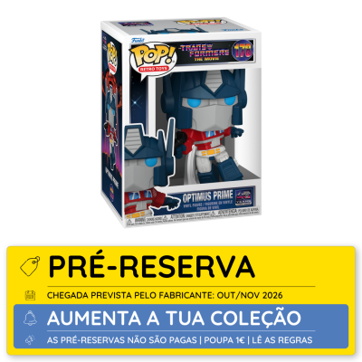 Boneco Funko Pop! de vinil Optimus Prime em embalagem retro