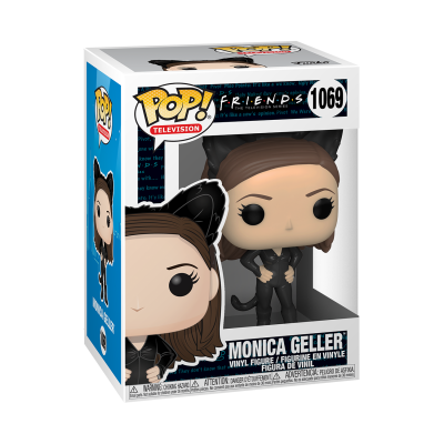 Figura de vinil Pop! TV Monica Geller Friends 1069 com orelhas e cauda de gato na embalagem