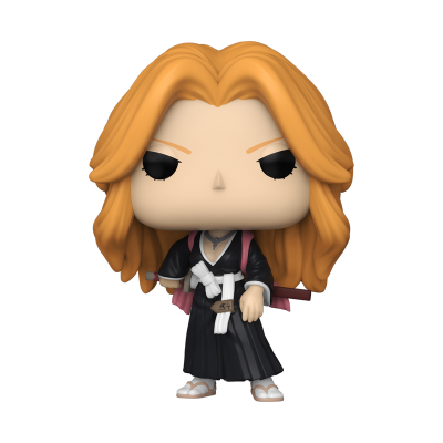 Figura Funko Pop de personagem com quimono preto e cabelo laranja